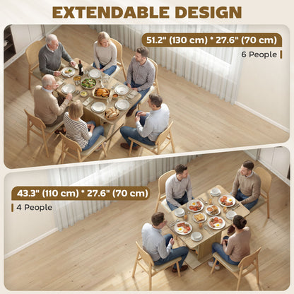 Mesa de comedor extensible con estantes integrados