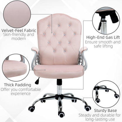 Office chair velvet French style crystal buttons