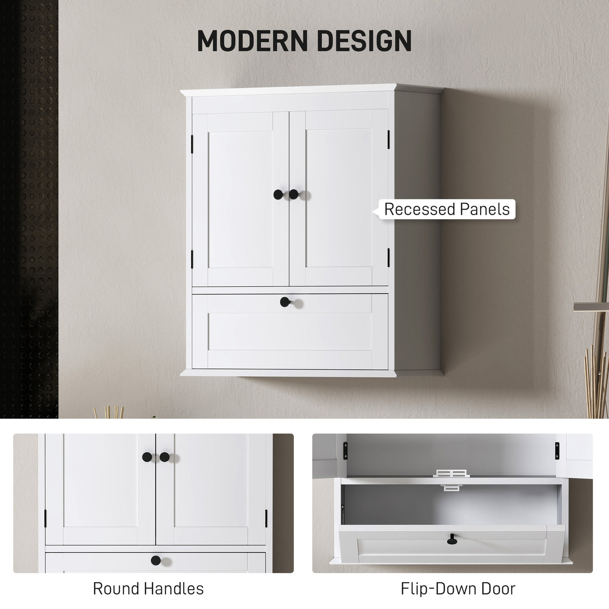 Armario de pared para baño con estante ajustable