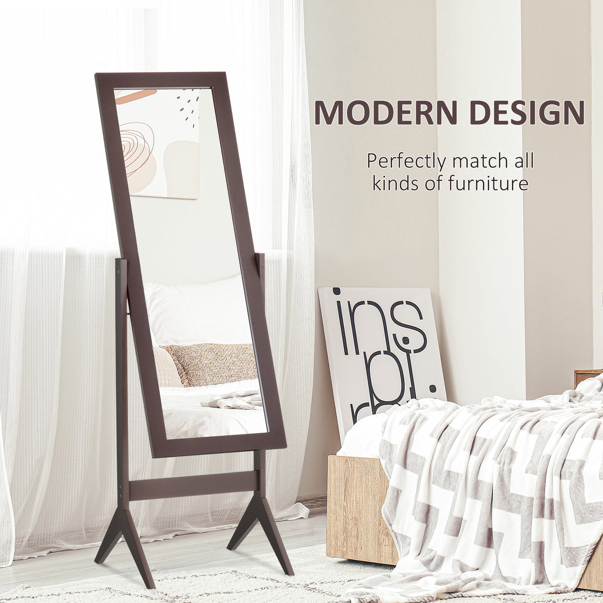 Full length standing mirror with tilt