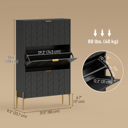 Shoe Cabinet 3 Flip Drawers 18–24 Pairs Storage