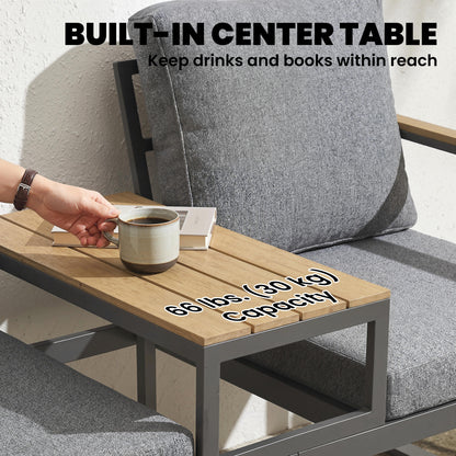 Banco de jardín con mesa integrada 136 cm