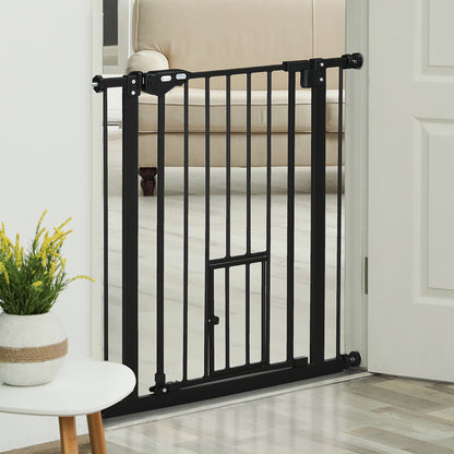 Retractable pet gate with cat door