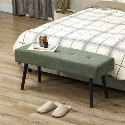 Tufted Corduroy Upholstered Bench with Steel Legs
