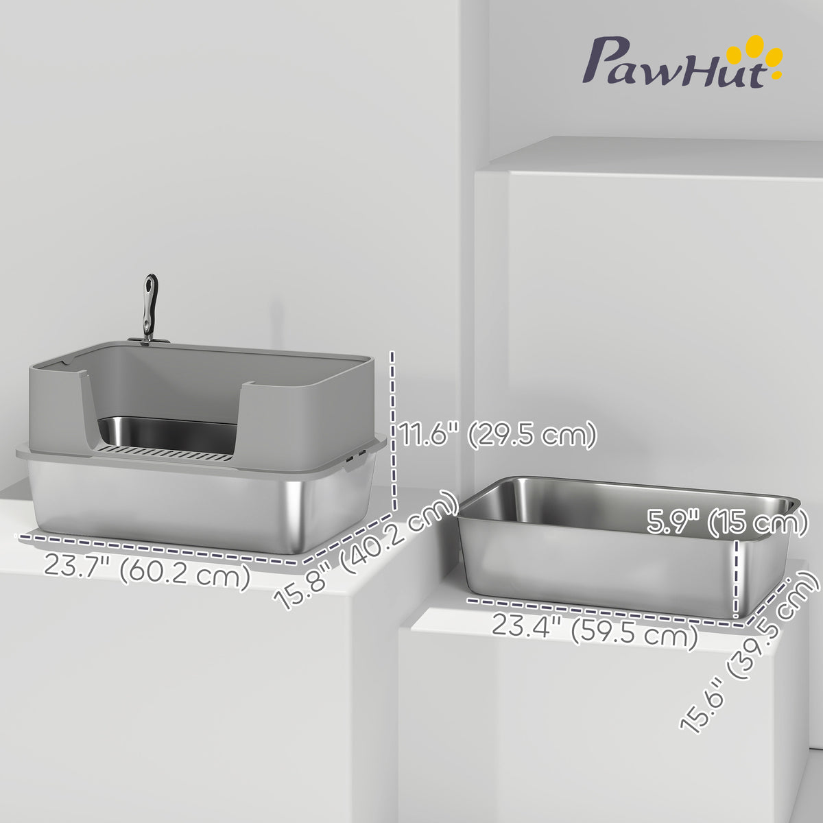 Stainless Steel High Sided Cat Litter Box