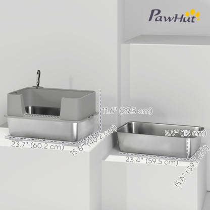 Stainless Steel High Sided Cat Litter Box