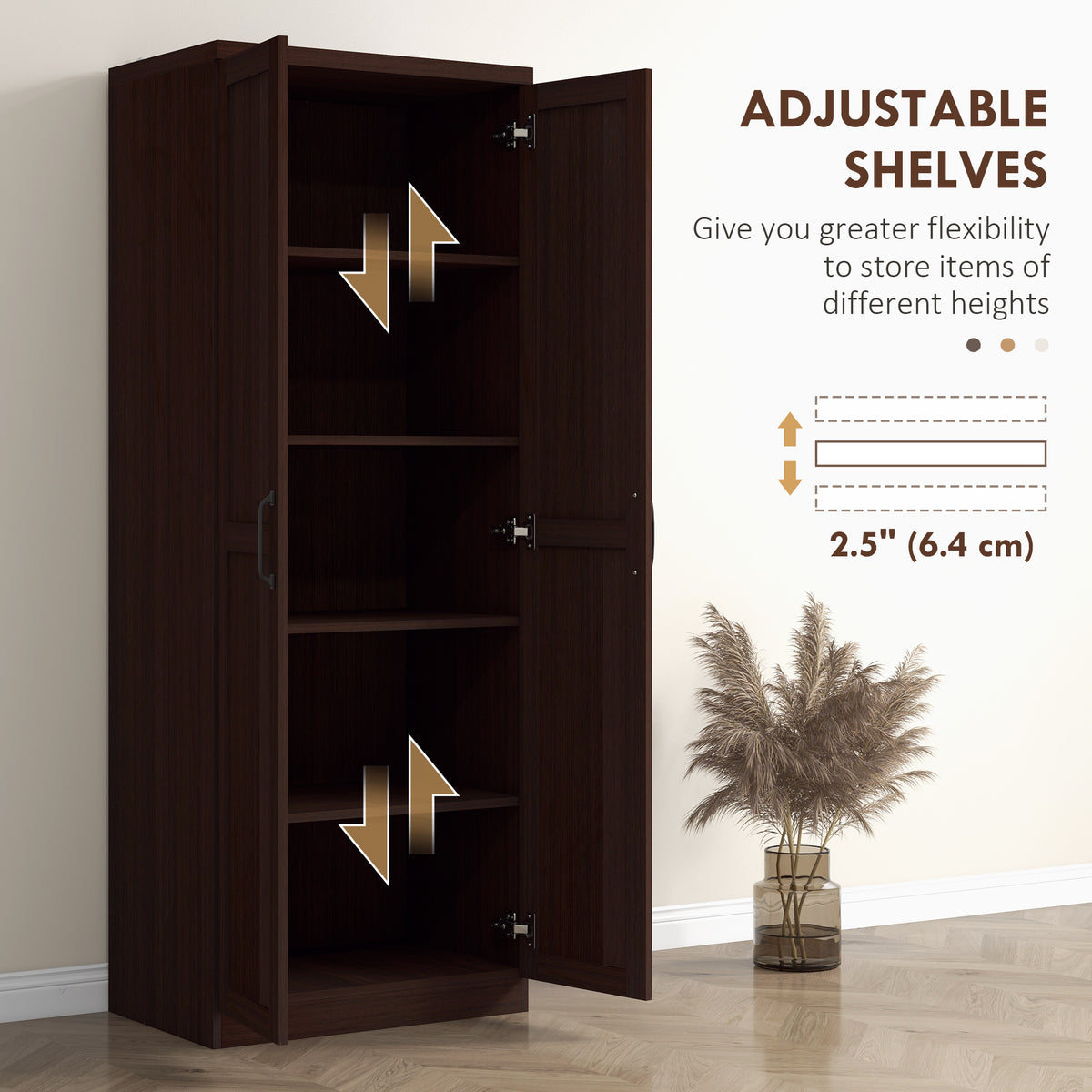 Kitchen Storage Cabinet 5-Tier Adjustable Shelves