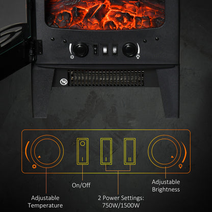 Chimenea eléctrica de pie con efecto de llama realista 750W/1500W