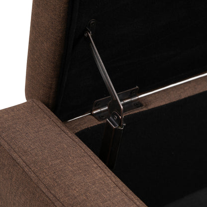 Tufted Linen Storage Ottoman Bench