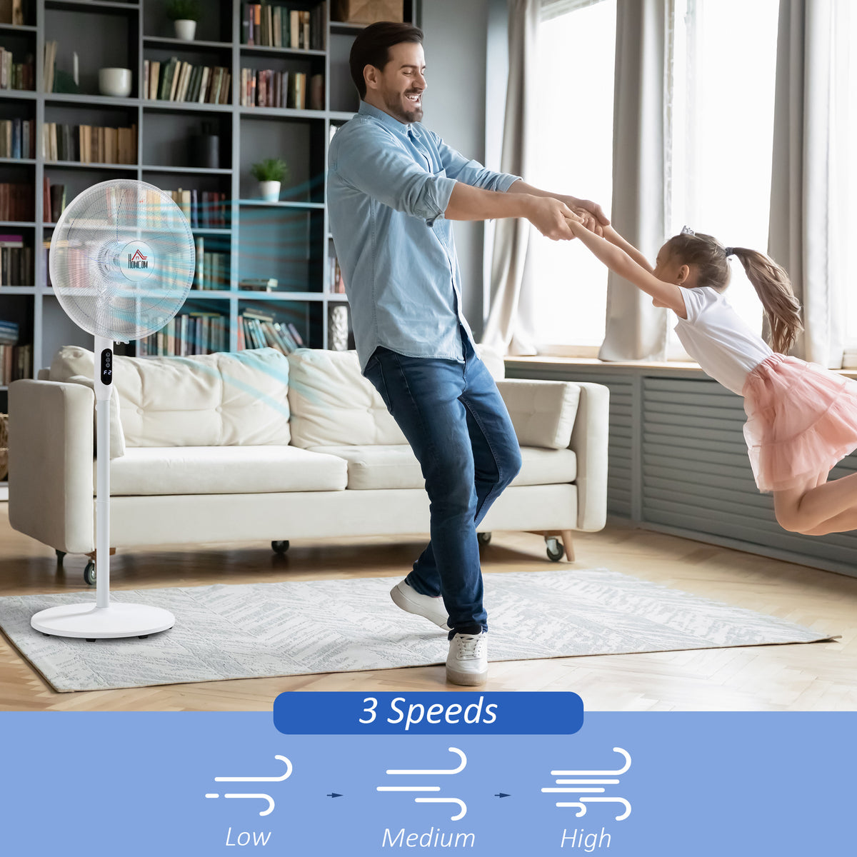Oscillating Floor Fan with Remote Control and LED Display