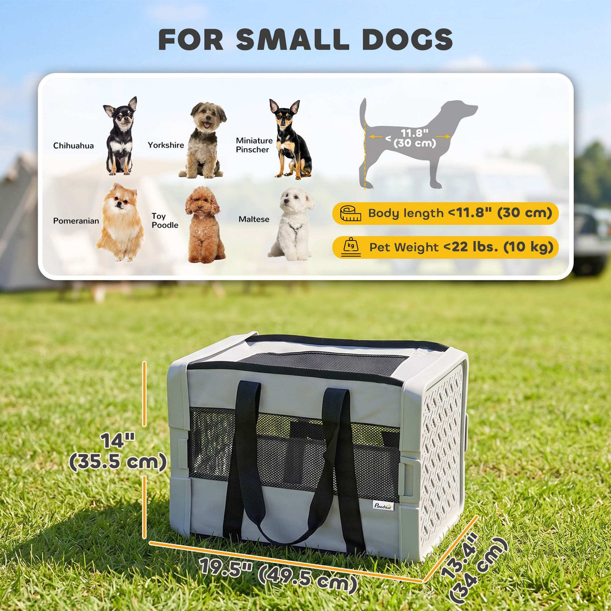 Soft-sided foldable small pet carrier bag