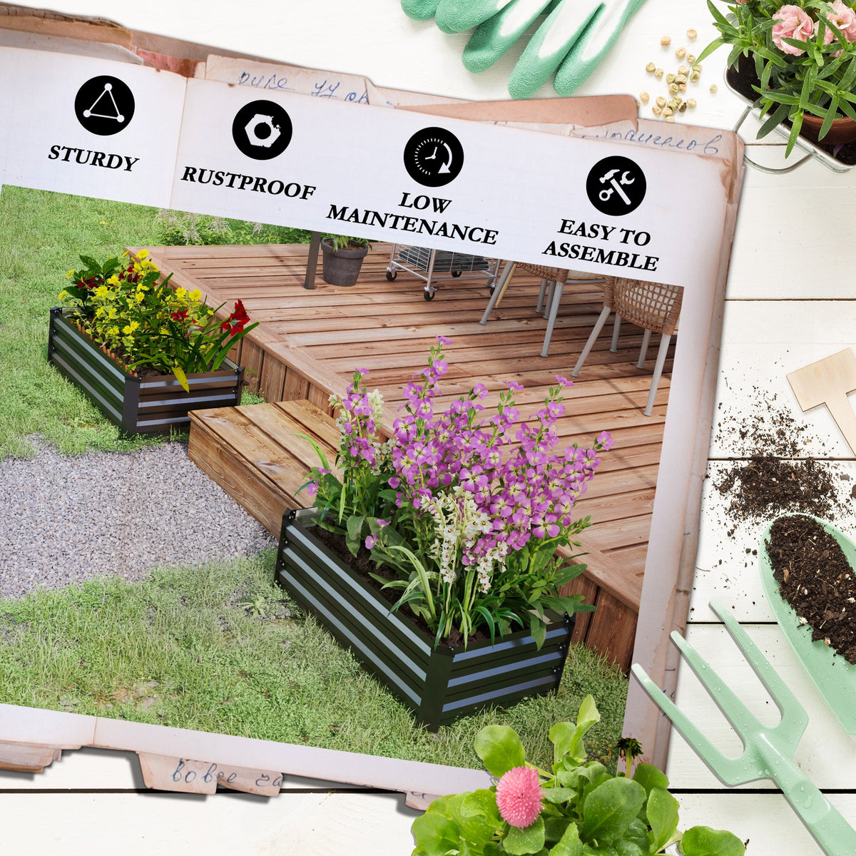 Galvanized Raised Garden Beds Set of 2 Outdoor