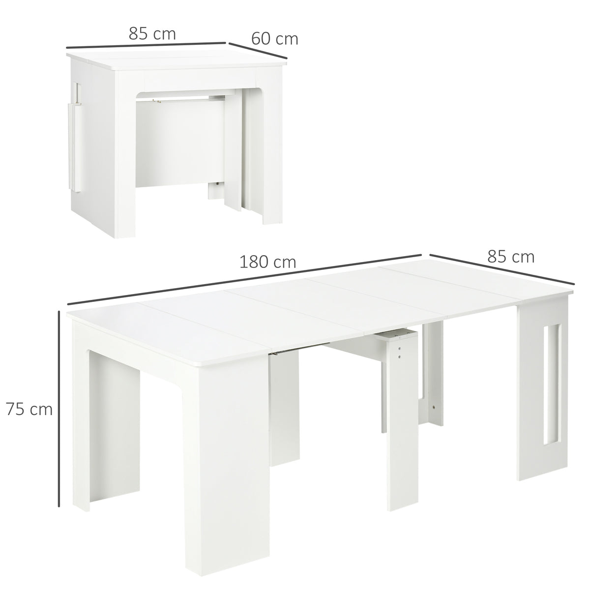 Extendable dining table 60-180 cm for 6-8 people