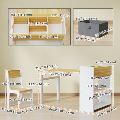 Kids Table and Chairs Set with Paper Roll — Set of 3