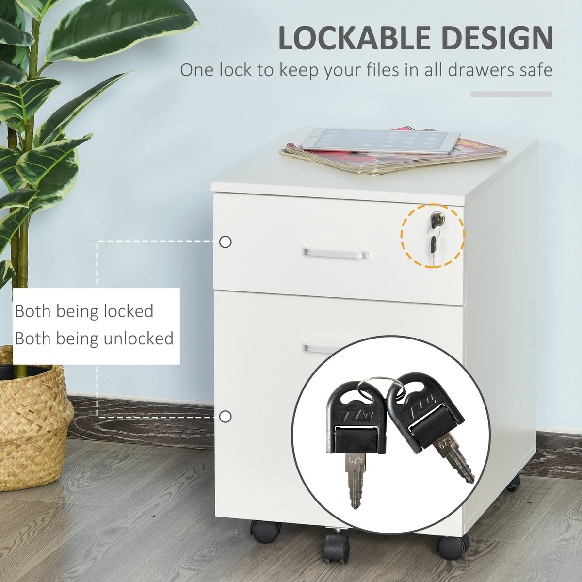 Mobile locking filing cabinet