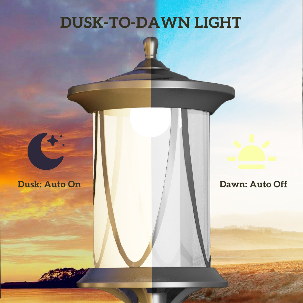 Solar Post Light Cool White LED Outdoor 50 in