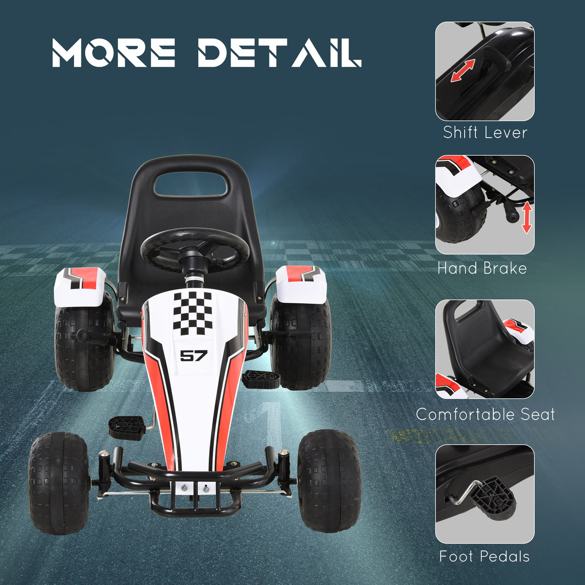 Kids pedal go kart racing style