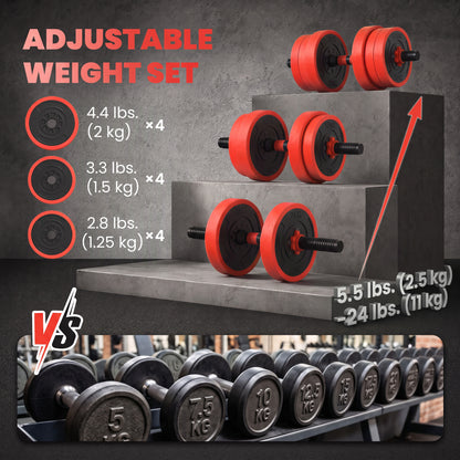 4-in-1 20 kg Adjustable Dumbbell Set