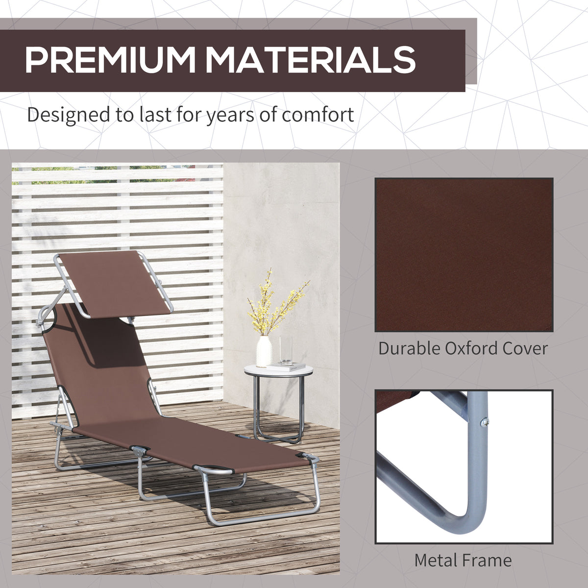 Folding Lounge Chair with Adjustable Sun Shade