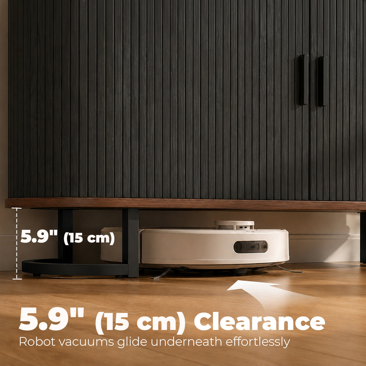 Fluted Sliding Door Sideboard Cabinet 55 in