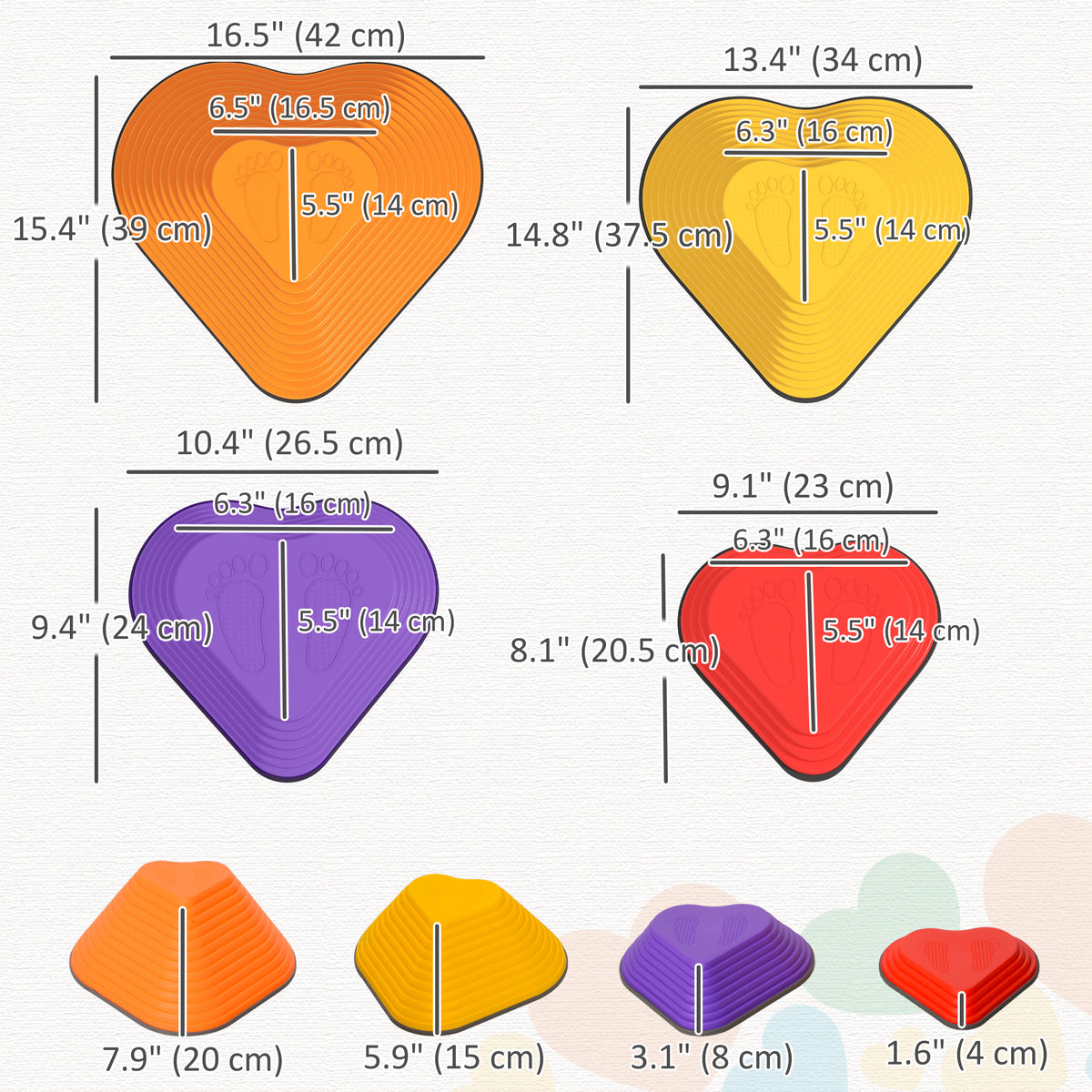 Piedras de equilibrio en forma de corazón apilables — Lote de 9