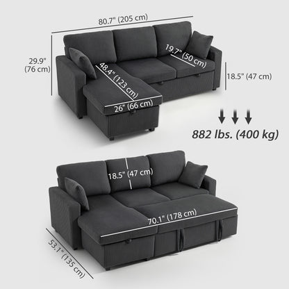 Sofá cama convertible de 206 cm con almacenamiento integrado