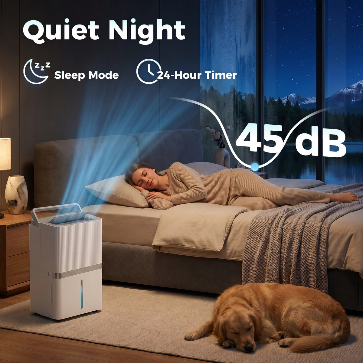 Deshumidificador inteligente WiFi de 100 pintas para grandes superficies