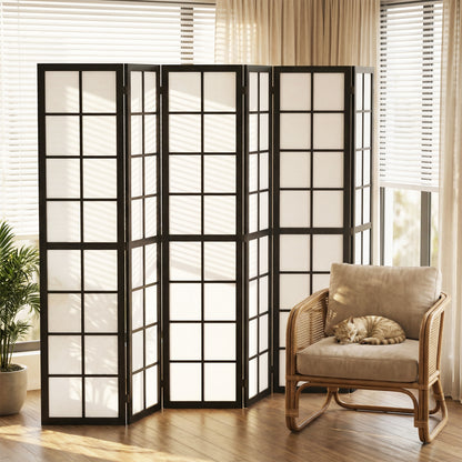 Biombo plegable de 4 paneles de madera de pino