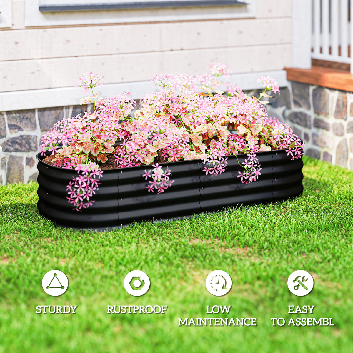 Raised Garden Bed Galvanized Steel 150 x 60 x 30 cm