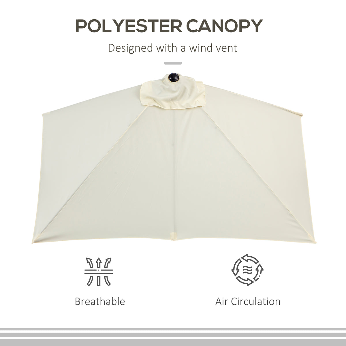 8 ft Half-Round Balcony Patio Umbrella with Crank