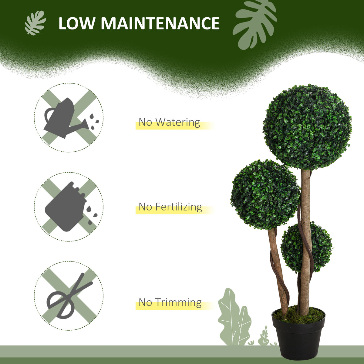 Artificial Triple Ball Topiary Tree in Pot