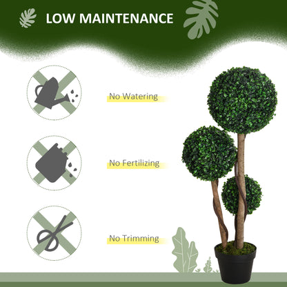 Artificial Triple Ball Topiary Tree in Pot