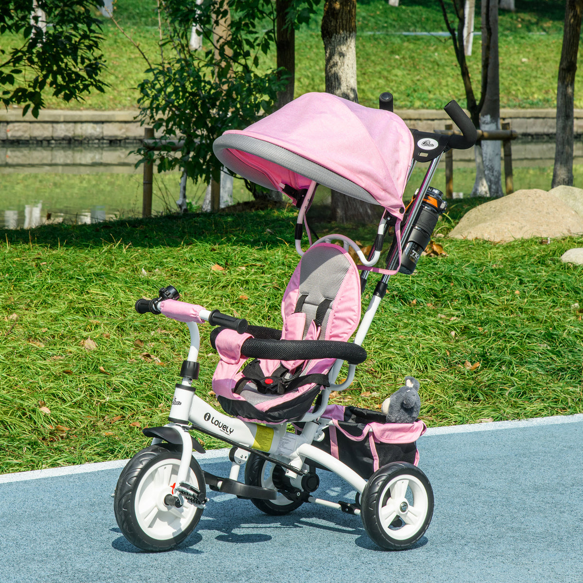 6-in-1 Toddler Tricycle with Basket and Safety Harness