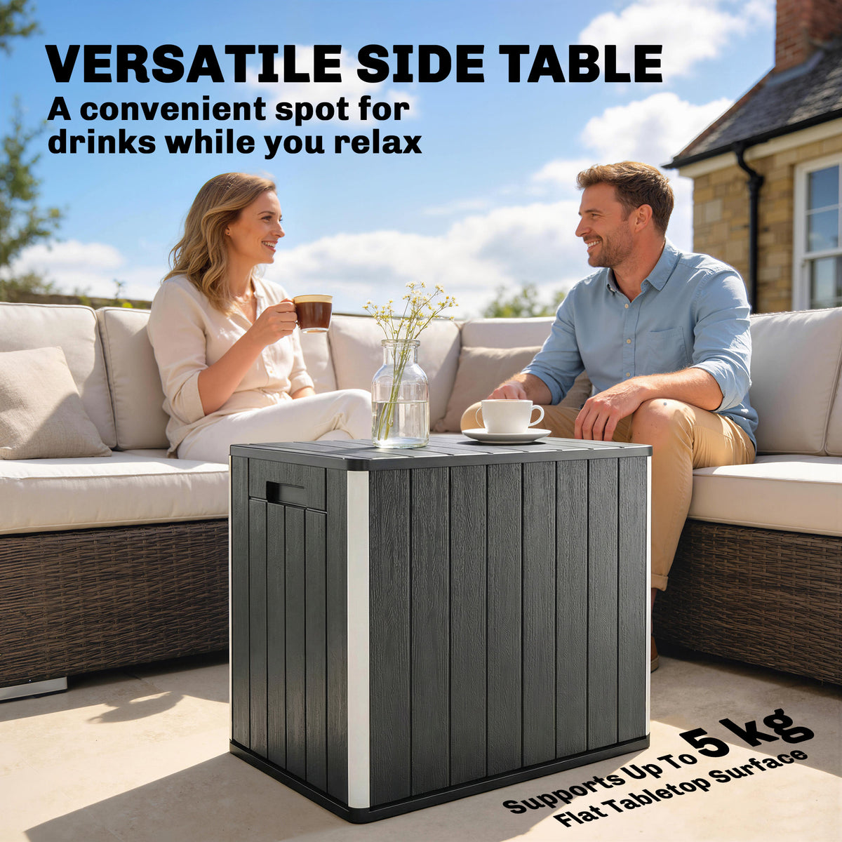 Outdoor storage box side table 114 L
