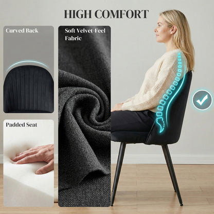 Set of 4 Modern Velvet Dining Chairs