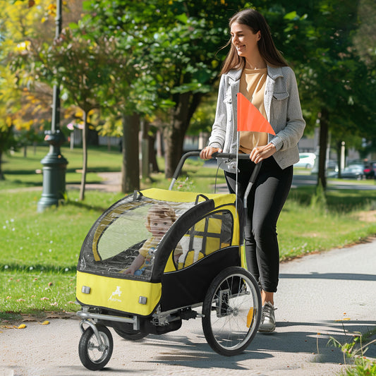 2-in-1 Kids Bike Trailer Foldable with Stroller
