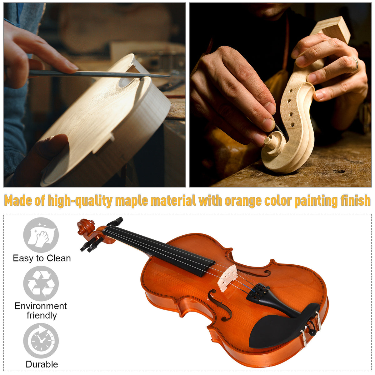Acoustic 4/4 Full Size Violin Kit for Beginners