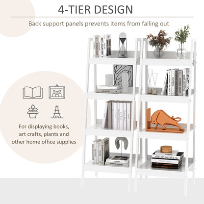 4 Tier Ladder Shelf Bookcase — Set of 2