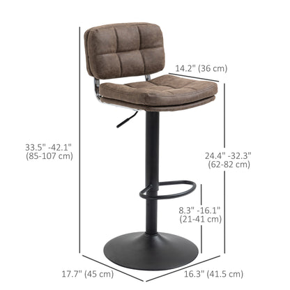 Swivel Bar Stools Adjustable Height with Backrest Set of 2