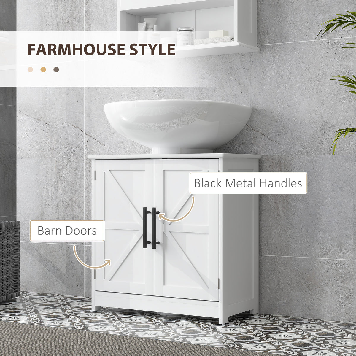 Farmhouse Pedestal Sink Storage Cabinet Barn Doors