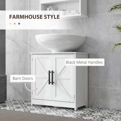 Farmhouse Pedestal Sink Storage Cabinet Barn Doors