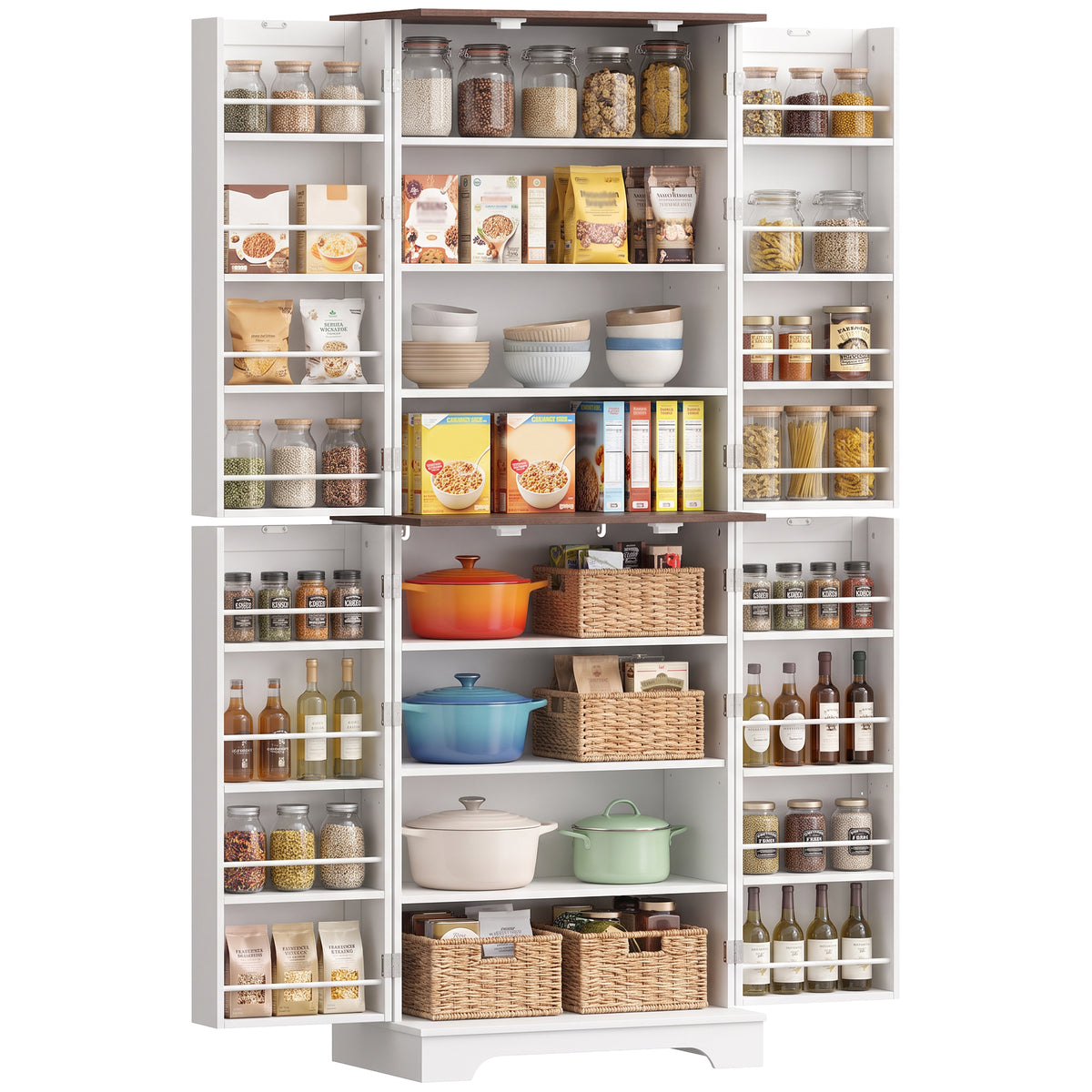Tall farmhouse kitchen pantry storage cabinet
