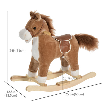 Plush Rocking Horse with Sounds and Wooden Base