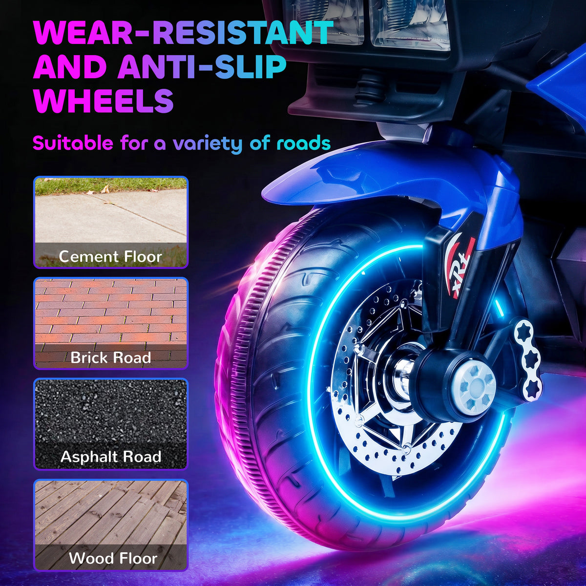 Electric Motorcycle Ride-On Toy 6V Pedal Powered Music Headlights