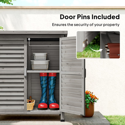 Wooden Garden Storage Shed with 2 Doors and Shelves