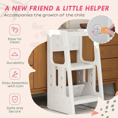Escalón de cocina infantil regulable de 2 peldaños