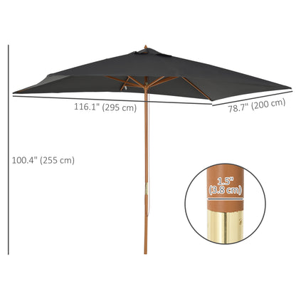 Rectangular Patio Umbrella Bamboo Ribs 7 x 10 ft