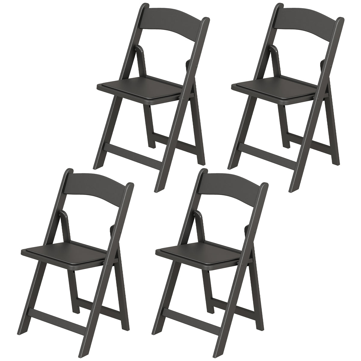 Padded Folding Resin Chairs, Set of 4