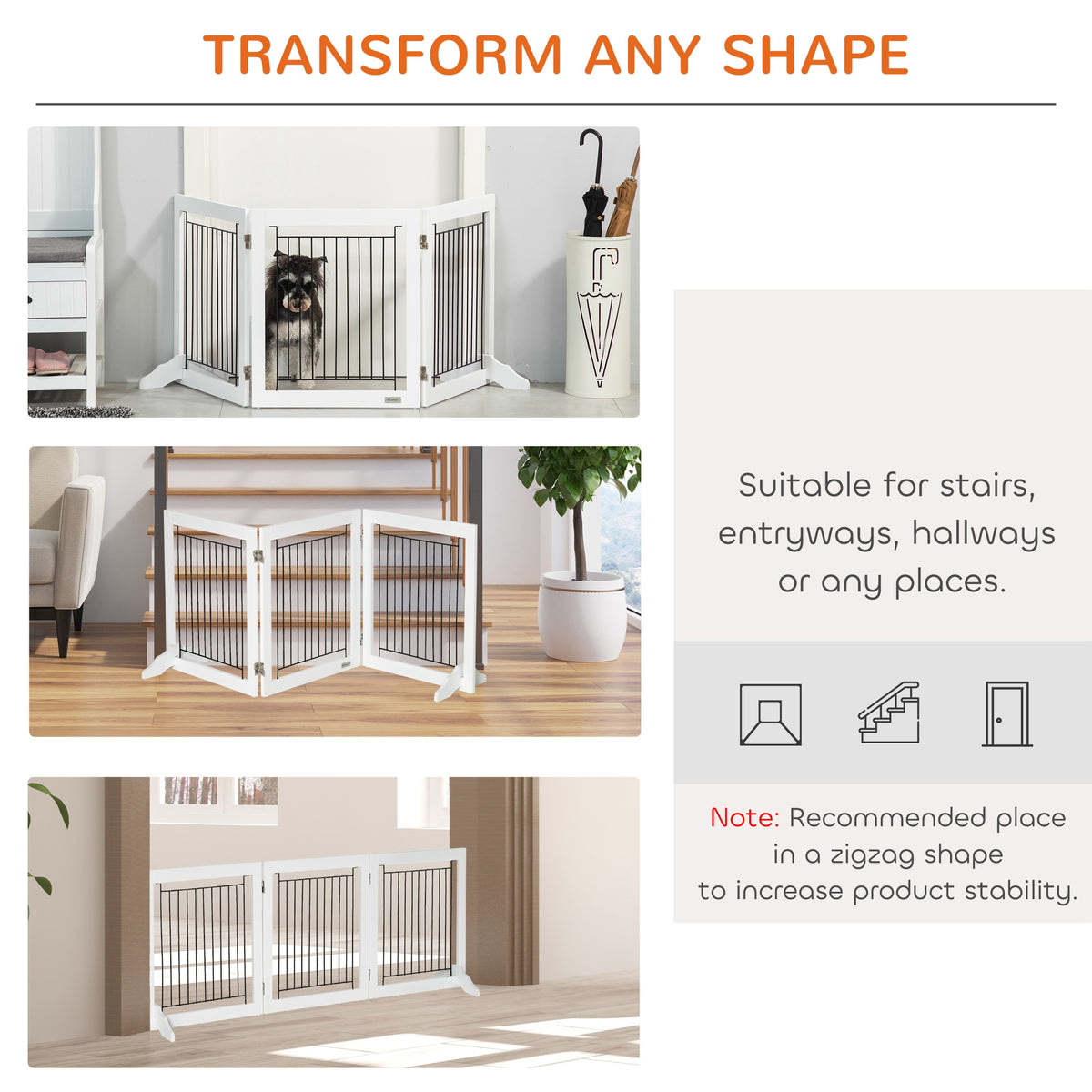 Freestanding Folding 3-Panel Pet Gate