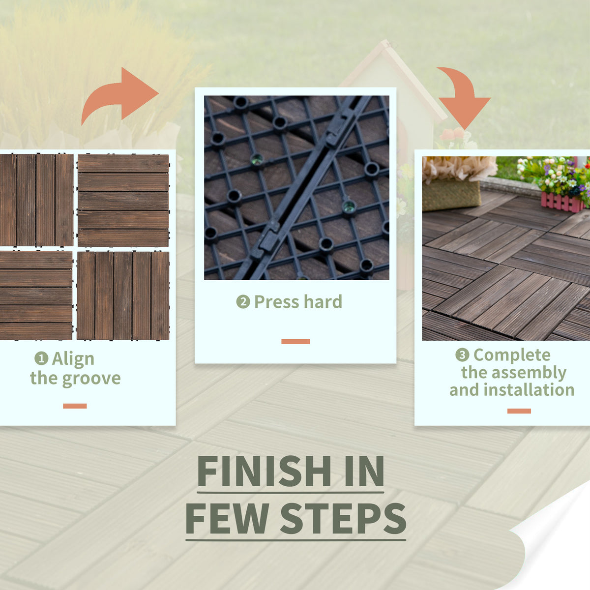 Interlocking Wood Deck Tiles — 27-Piece Set